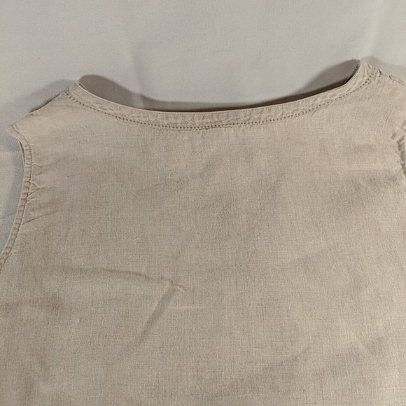 L.L. Bean ll Vintage Peasant Tank Woven top Women's size large L tan white beige - Picture 13 of 14
